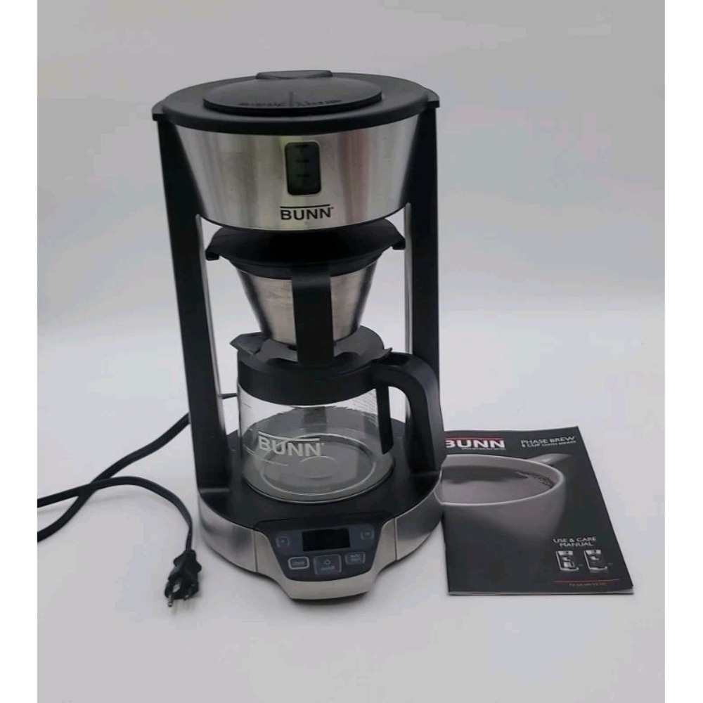 BUNN Phase Brew Coffee Maker Programmable Stainless Drip Machine Glass Carafe